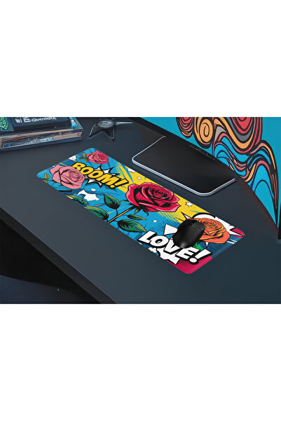urzuva Boom & Blossom Gaming Oyuncu MousePad 80x30 cm 3mm Mouse pad, Masaüstü Mat