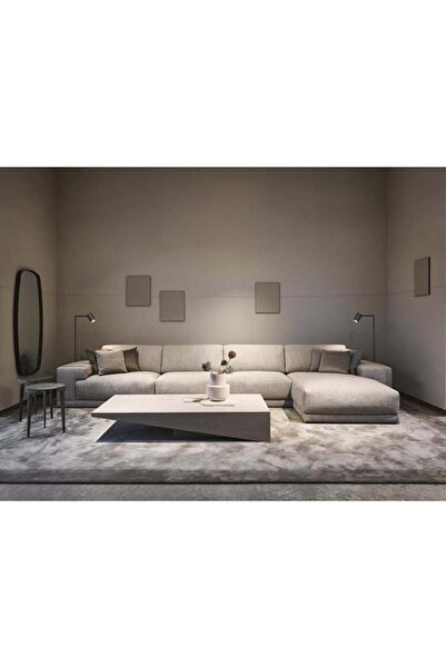 HOME HOUSE أريكة زاوية من خشب السويد والكتان - بيج