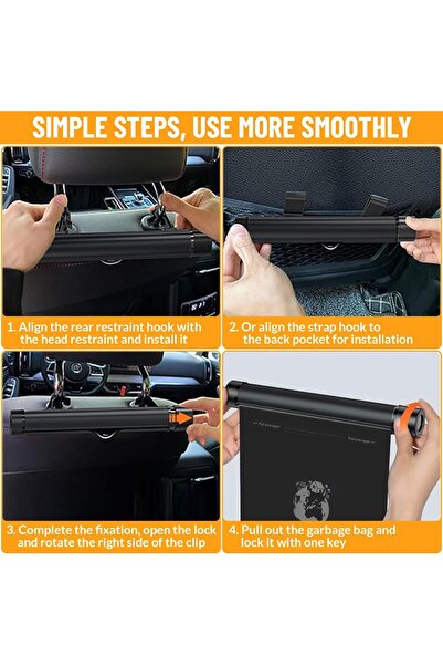 Blue Ocean سلة مهملات السيارة بتصميم دوار، مصنوعة من سبائك الألومنيوم، سلة مهملات مقاومة للماء