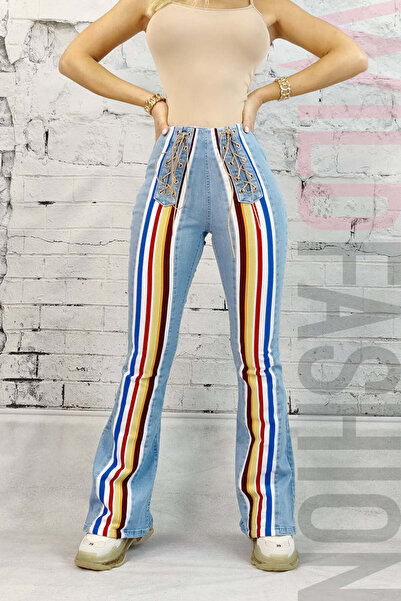 WildFashion Παντελόνι φαρδύ με πολύχρωμες ρίγες D209RR-411