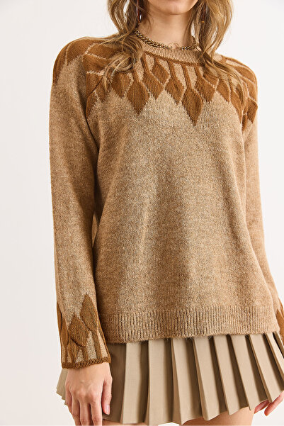 Olalook Kadın Camel Yaka Manşet Detaylı Triko Kazak KZK-19001023