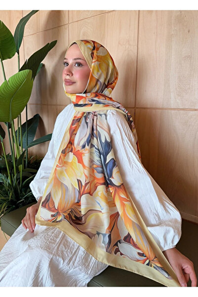 Nûda - Tarzın Değil , Tavrın Zarafeti Patterned Cotton Soft Shawl Inspiration Series Yellow Orange