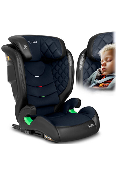 NUKIDO Child car seat with isofix I-SIZE 100-150 cm Louis Black/Navy, 12 inch adjustable headrest