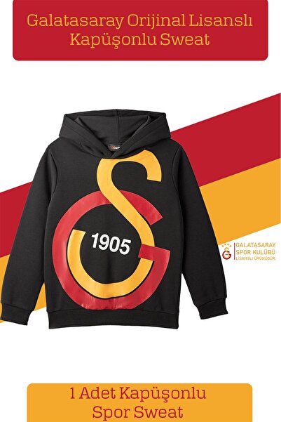 Galatasaray Orijinal Lisanslı Büyük Logo Çocuk Sweat Hediyelik Ahşap Kutulu