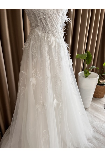 ABAD.HANDMADE Drape detaylı helen gelinlik