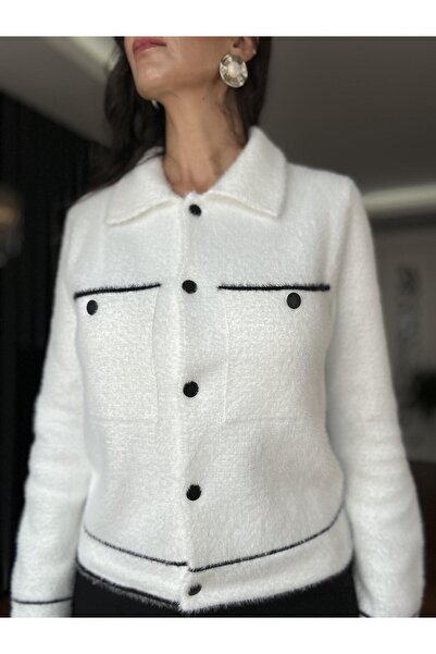 Atelier Derin Ecru Pocketed Jacket Cardigan