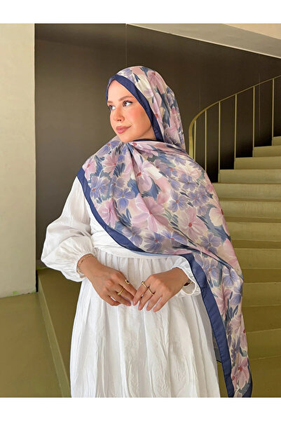 Nûda - Tarzın Değil , Tavrın Zarafeti Французький шовковий шарф з візерунком, темно-синій