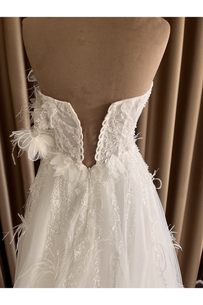 ABAD.HANDMADE Drape detaylı helen gelinlik