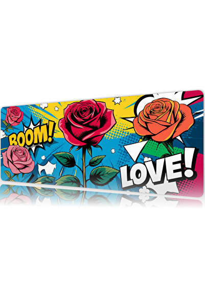 urzuva Boom & Blossom Gaming Oyuncu MousePad 80x30 cm 3mm Mouse pad, Masaüstü Mat