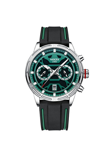 Nibosi Ceas pentru bărbați cu dată, mecanism analogic cu cuarț, cronograf neg...
