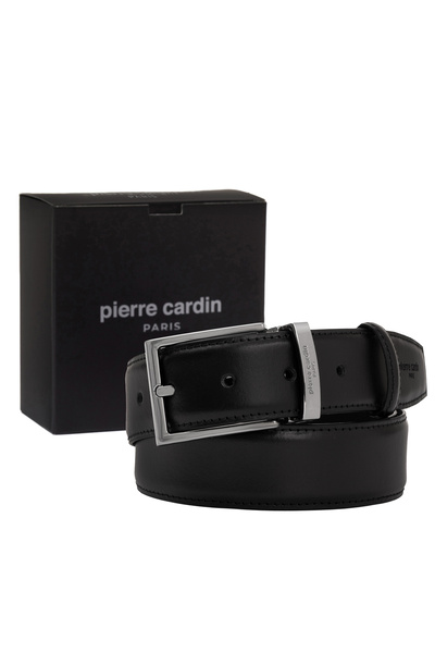 Pierre Cardin حزام رجالي من الجلد باللون الأسود (العرض 3.5 سم) PCK02209KS6Z