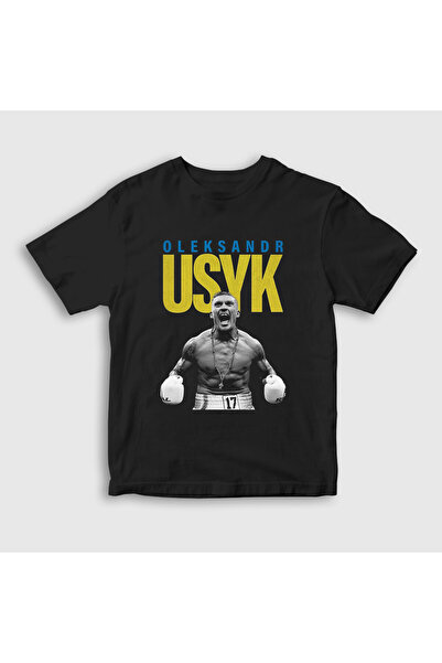 Presmono Unisex Kids Black Poster Boxing Oleksandr Usyk T-Shirt 579152Tt