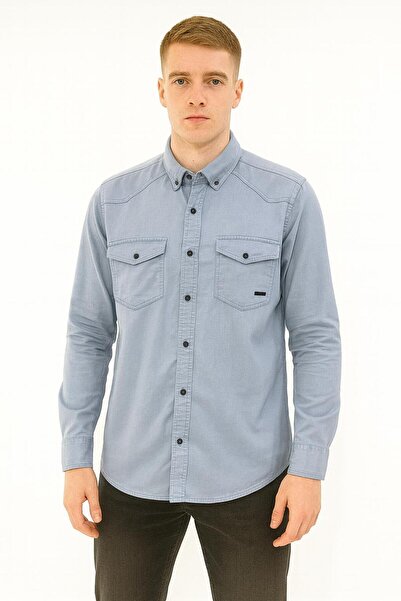 CLASSİCS MEN Ανδρικό τζιν πουκάμισο με μακρύ μανίκι Yxc - 7393