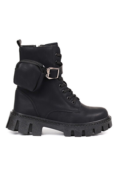 KAJILA Women's Black Nubuck Boots – Thick Sole with Wallet, Zippered, Lace-Up, Buckle, Comfortable, Casual, Stylish and Da [Likely a Typo and Should Be Omitted or Replaced with a More Appropriate Word]