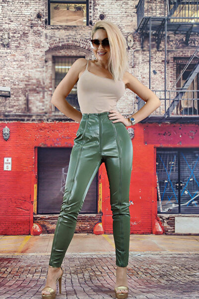 WildFashion Shiny vinyl pants with multiple zipper openings F749-12