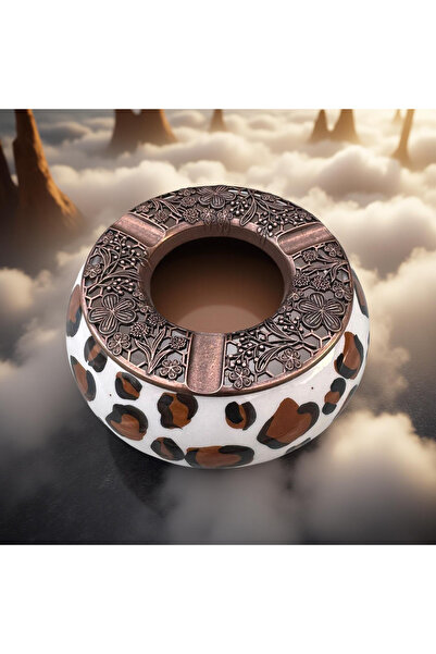 Çiporcal Poyraz leopar desenli büyük küllük el dekoru