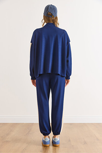 Olalook Жіночий темно-синій комплект з модального трикотажу з деталями зі стрічками TKM-19000443