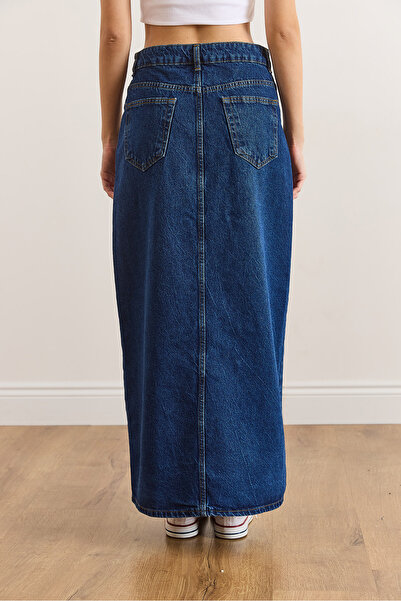 Olalook Жіноча темно-синя довга джинсова спідниця з ґудзиками ETK-19000359