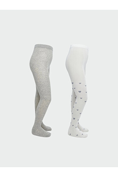 LC Waikiki LCW Kids Екру момичешки чорапогащи, 2 броя в пакет