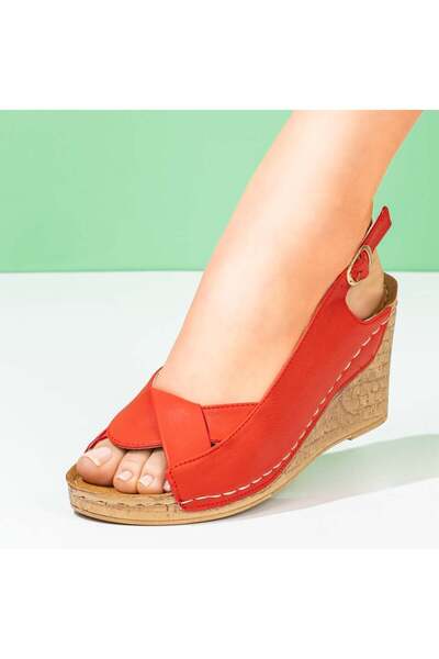 BMoD Sandale roșii cu platformă pentru femei MOD04623