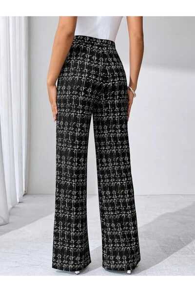 Kokosh moda Kadın Yüksel Bel Geniş Paçalı Şık Dokuma Pantolon