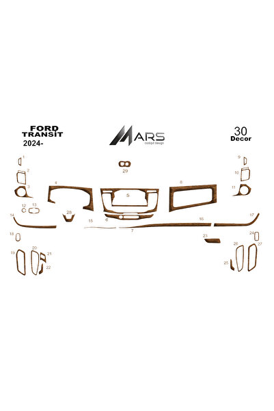 Marscockpitdesign غطاء لوحة التحكم / الكونسول لسيارة فورد ترانزيت 2024-