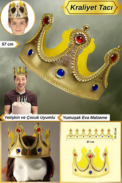 Tamsena Store 57 Cm Yetişkin ve Çocuk Uyumlu Yumuşak Eva Malzeme Kraliyet Tacı