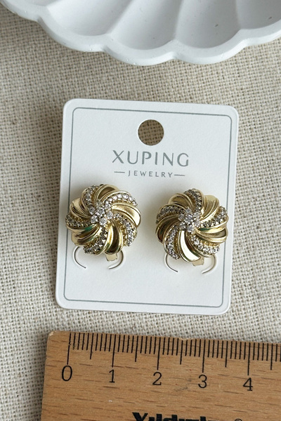 Modacaprea Xuping 14K Sonsuzluk Taşlı Klipsli Kadın Küpe Kararmaz Kadın Takı Xuping Küpe