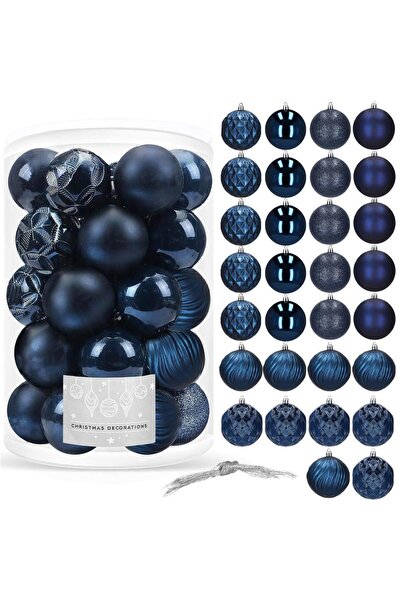SERSIMO Christmas bauble set, 30 pieces, 6 models, 8cm, dark blue