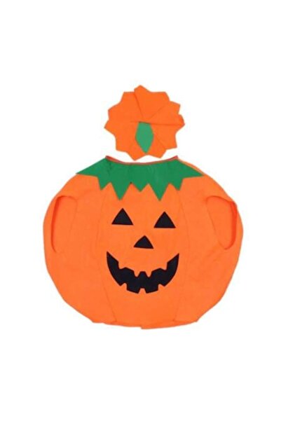 Stuniko Set Costum dovleac cu palarie din fetru pentru copii Stuniko®, 4-8 ani, Haloween, portocaliu