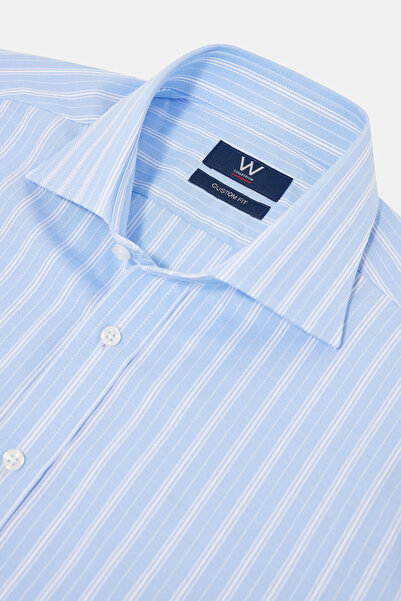 W Collection BEYAZ UZUN KOLLU ÇİZGİLİ GÖMLEK