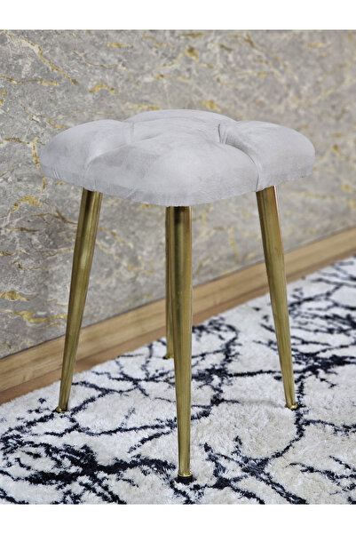 ZAFİR Kare Gold Kaplama Konik Ayaklı Tabure - Oturak - Bar Taburesi - Ayaklı Tabure