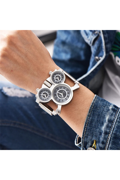 Oulm Men's Wristwatch Quartz Casual Elegant Luxury Sport Multiple Time Zones White