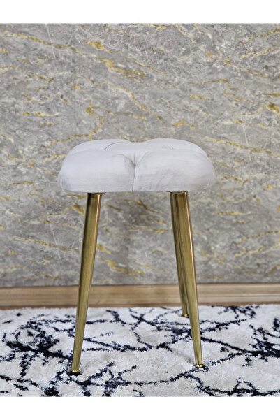 ZAFİR Kare Gold Kaplama Konik Ayaklı Tabure - Oturak - Bar Taburesi - Ayaklı Tabure