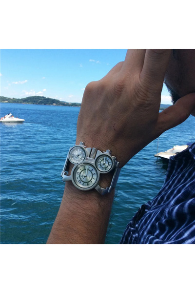 Oulm Men's Wristwatch Quartz Casual Elegant Luxury Sport Multiple Time Zones White