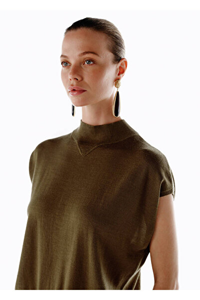 Knitss Khaki Merino Wool Blend Knitwear Top
