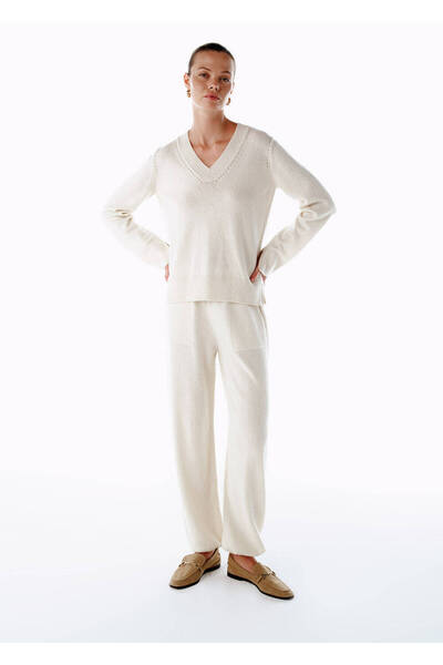 Knitss Cashmere Knitwear Trousers Ecru
