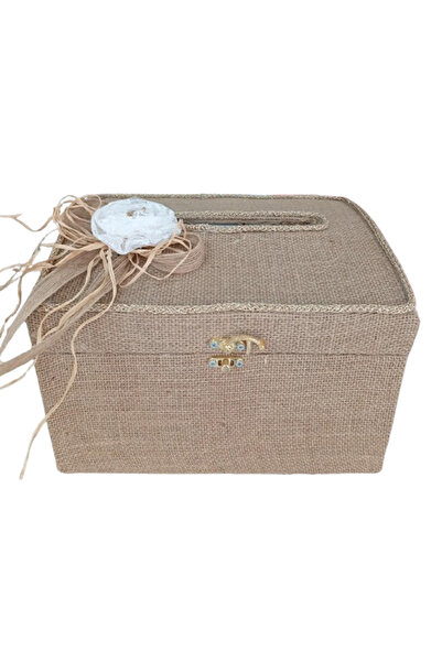 PRENSES Çeyiz Store Hasır Zarf Takı Sandığı Küçük Beyaz Çiçek