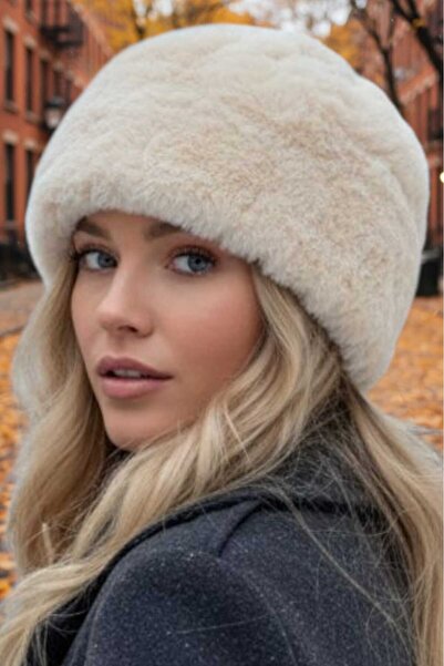 Mood Agenda Γυναικείο χειμερινό βέγκαν γούνινο καπέλο με βελούδινη επένδυση