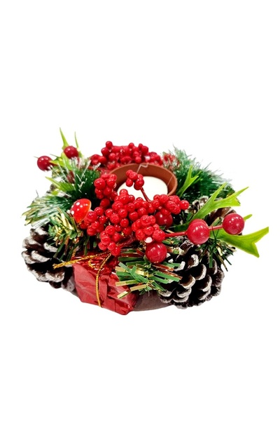 velve Decoratiune handmade ChristmasDay, cu candela parfumata, merisoare, ram...