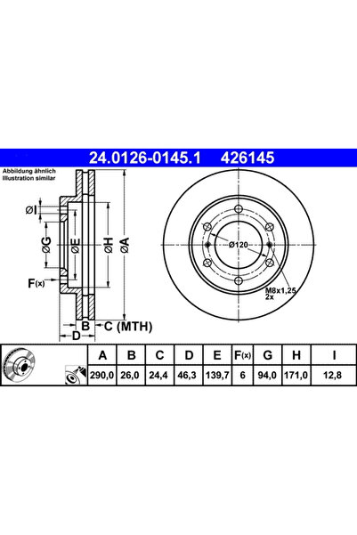 Ate Set Discuri Frana Mitsubishi Pajero 2/Pajero 3/Pajero 4 2000-2018