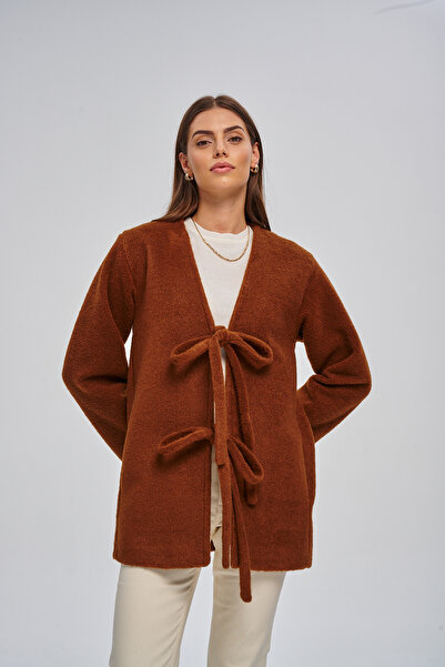 sdf line Önü Bağcıklı Yandan Cepli Yün görünümlü kumaş Hırka tipi TREND KABAN