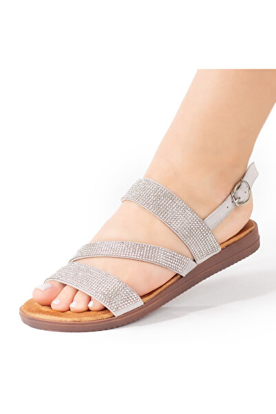 Modlet.ro Sandale de damă cu barete argintii și strasuri MOD08732