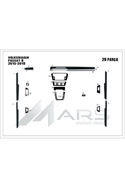 Marscockpitdesign غطاء لوحة التحكم لفولكس فاجن باسات B8 2015-2019