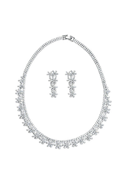 OEM Colier si cercei mireasa Zirconia SnowFlakes