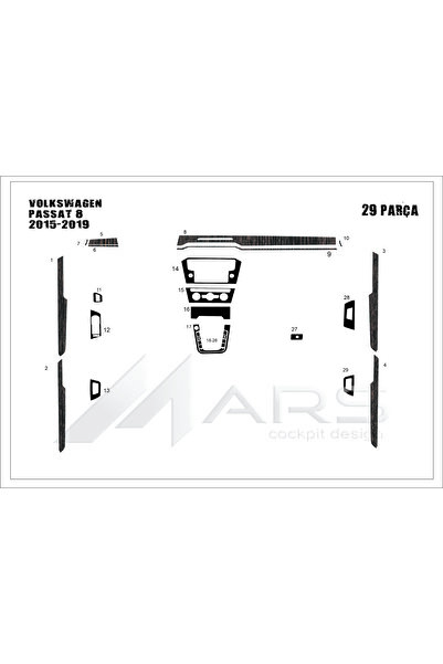Marscockpitdesign غطاء لوحة التحكم لفولكس فاجن باسات B8 2015-2019