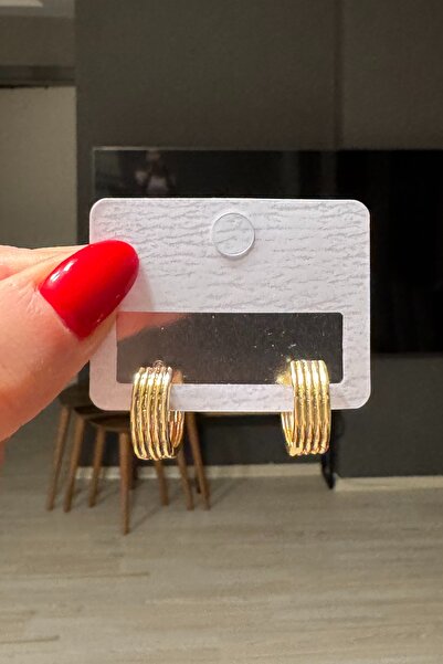 C&E Design Kadın Gold Kapamalı Minimal Küpe