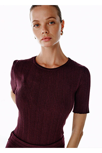 Knitss Εξαιρετικά εκλεκτό μάλλινο μείγμα μωβ πλεκτό τοπ