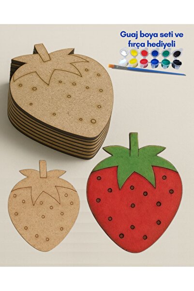 M.ART DEKORASYON M.Art Wooden Strawberry Painting Play Set - DIY Acrylic Pain...