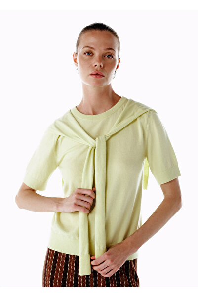 Knitss Bağlama Detaylı Triko Üst Sarı